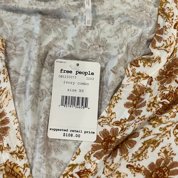 BNWT Free People Olivia Printed Tunic Top Size XS - oversized - Picture 3 of 4